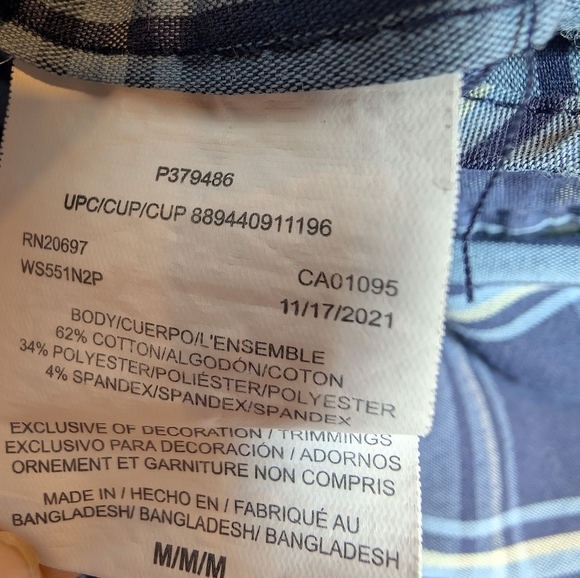 Dickies Men's Short Sleeve Flex Woven Blue Plaid Shirt Mens Medium - Picture 4 of 10